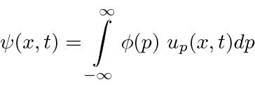 \begin{displaymath}\bgroup\color{black}\psi(x,t)=\int\limits_{-\infty}^{\infty}\phi(p) u_p(x,t) dp\egroup\end{displaymath}