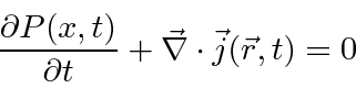 \begin{displaymath}\bgroup\color{black} {\partial P(x,t)\over\partial t}+\vec{\nabla}\cdot \vec{j}(\vec{r},t)=0 \egroup\end{displaymath}