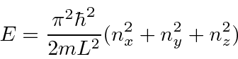 \begin{displaymath}E={\pi^2\hbar^2\over 2mL^2}(n_x^2+n_y^2+n_z^2) \end{displaymath}