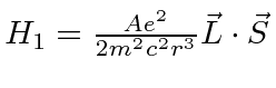 $H_1={Ae^2\over2 m^2c^2 r^3}\vec{L}\cdot\vec{S}$