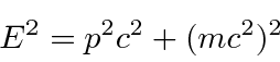 \begin{displaymath}\bgroup\color{black} E^2=p^2c^2+(mc^2)^2 \egroup\end{displaymath}