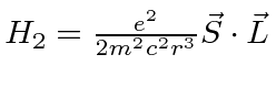 \bgroup\color{black}$H_2={e^2\over 2m^2c^2r^3}\vec{S}\cdot\vec{L}$\egroup
