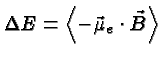 \bgroup\color{black}$\Delta E=\left<-\vec\mu_e\cdot\vec B\right>$\egroup
