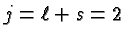 \bgroup\color{black}$j=\ell+s=2$\egroup
