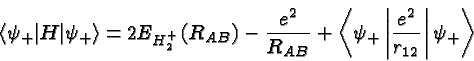 \begin{displaymath}\bgroup\color{black}\left< \psi_+\vert H\vert\psi_+\right>=2E...
...\left\vert {e^2\over{r_{12}}} \right\vert \psi_+\right> \egroup\end{displaymath}