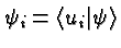 \bgroup\color{black}$\psi_i=\langle u_i\vert\psi\rangle$\egroup
