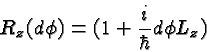 \begin{displaymath}\bgroup\color{black}R_z(d\phi)=(1+{i\over\hbar}d\phi L_z)\egroup\end{displaymath}