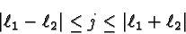 \begin{displaymath}\bgroup\color{black} \vert\ell_1 - \ell_2\vert\leq j \leq \vert\ell_1 + \ell_2\vert \egroup\end{displaymath}