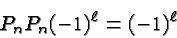 \begin{displaymath}\bgroup\color{black}P_nP_n (-1)^\ell=(-1)^\ell \egroup\end{displaymath}
