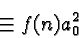 \begin{displaymath}\bgroup\color{black} \equiv f(n)a^2_0 \egroup\end{displaymath}